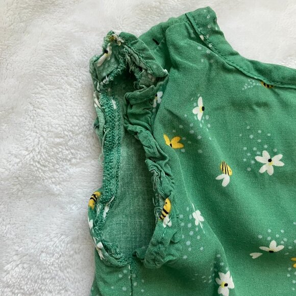 Carter's Toddler Sleeveless Dress 24M | Green Floral Bee Tiered Viscose VGUC - Picture 12 of 16